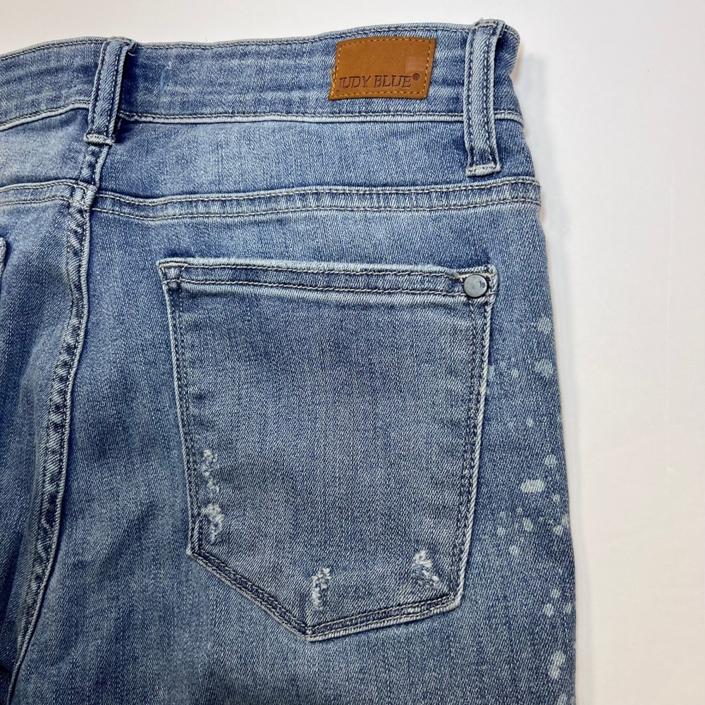 Judy Blue Relaxed Fit Jeans Women 11/30 Blue Distressed‎ Paint Splatter Stretch - Picture 11 of 12